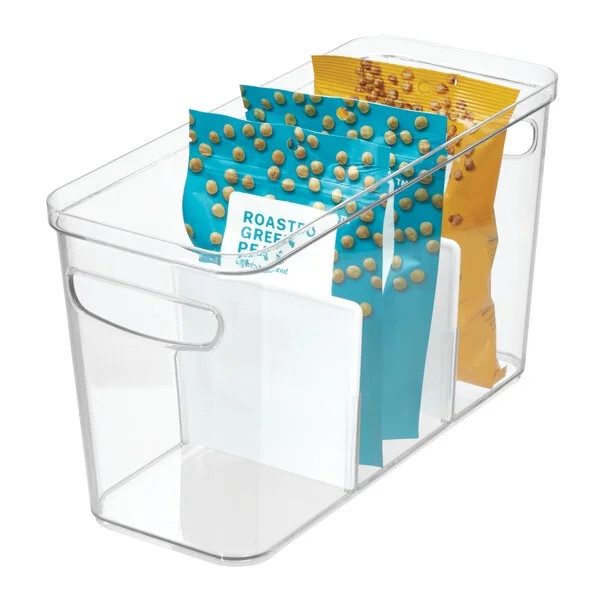iDesign Crisp Divided Organizer Bin with Handles, 6" x 8" x 14", Clear/Matte White | Walmart (US)