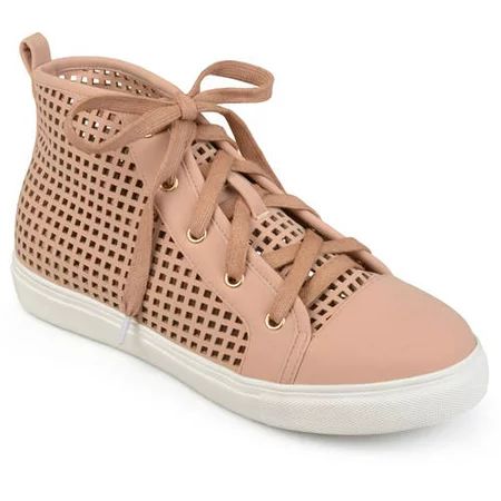 Womens Faux Leather High-top Lace-up Laser-cut Sneakers | Walmart (US)