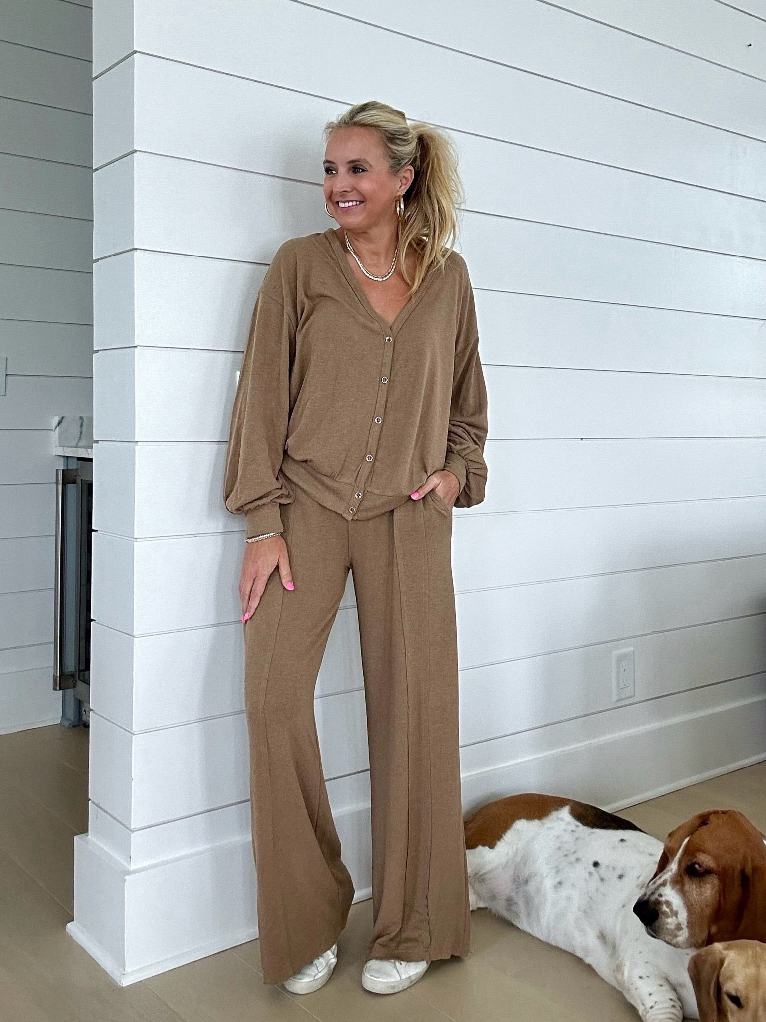 Cutest and comfiest two piece set from risen at Social Threads! Wearing small in both top and pants. Could easily pair the top with jeans for a teacher outfit for back to school



#LTKStyleTip #LTKFindsUnder50 #LTKSeasonal
