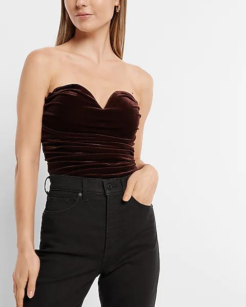 Body Contour Velvet Cowl Neck Corset Top | Express