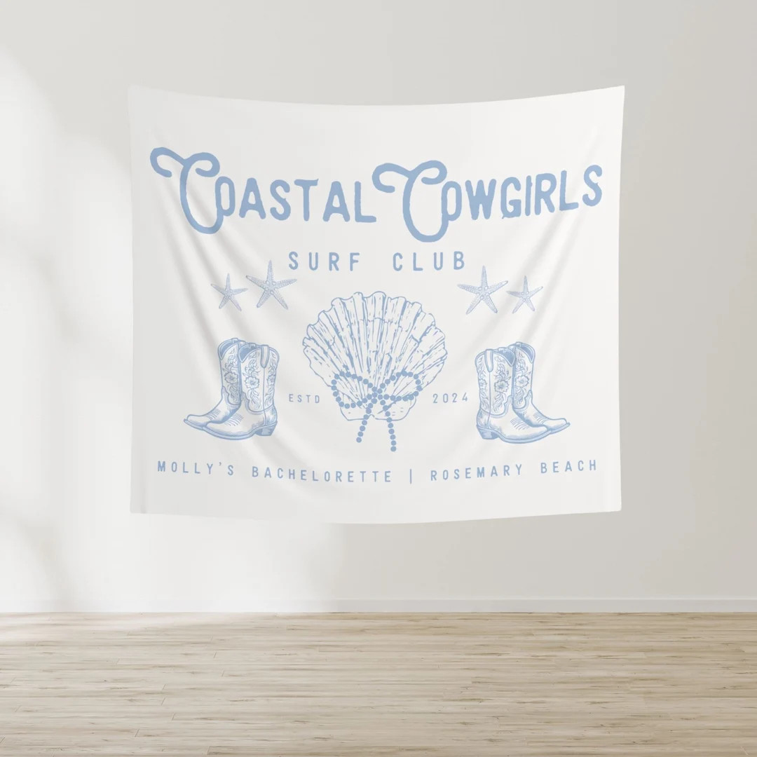 Coastal Cowgirl Bachelorette Party Banner, Personalized Girls Weekend Trip Photo Backdrop, Custom... | Etsy (US)