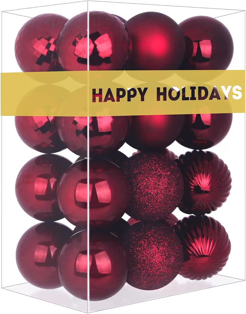 Maroon 1.6" Small Christmas Balls Christmas Tree Decoration Ornaments Shatterproof Hanging Balls ... | Amazon (US)