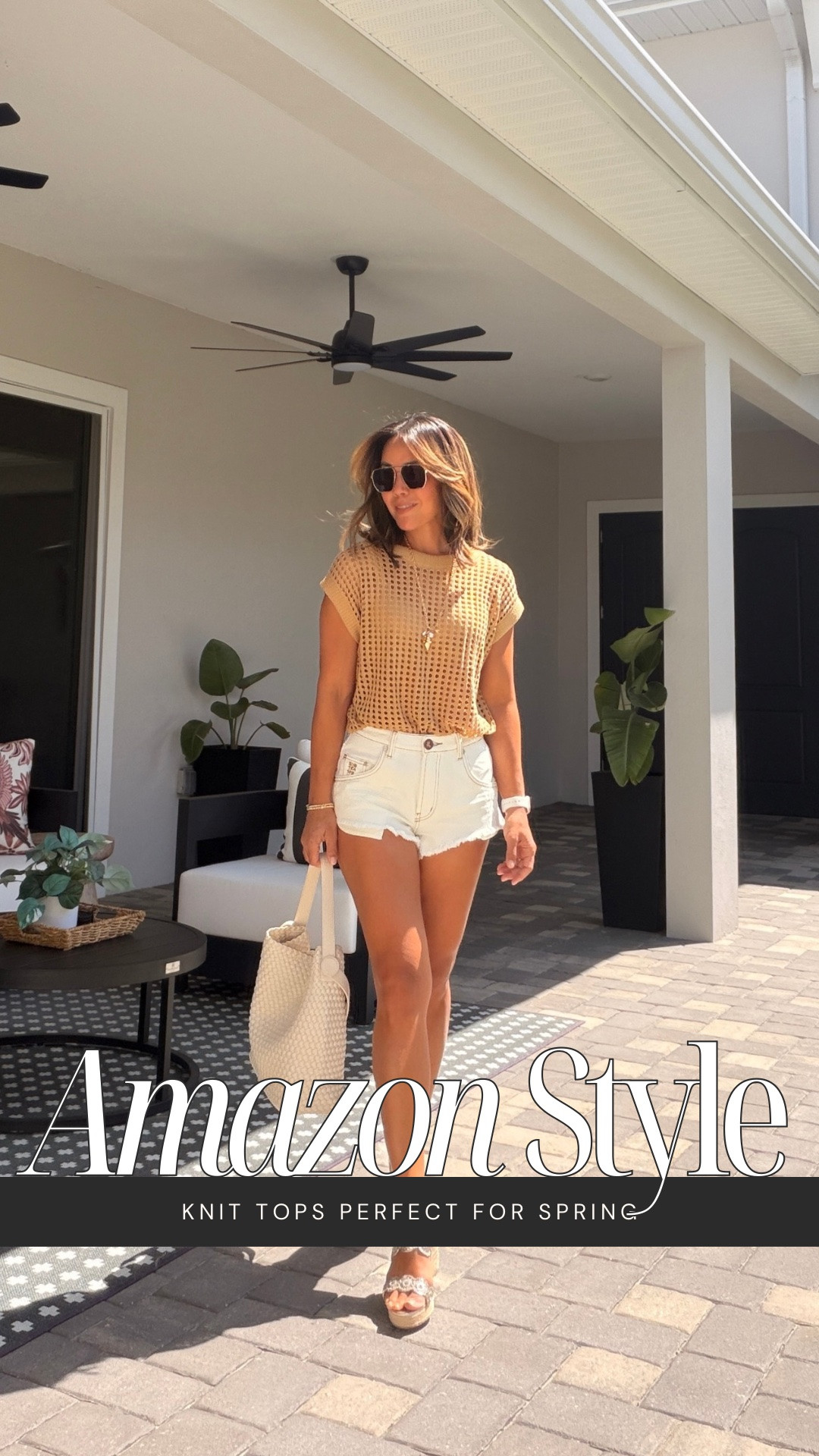 This knit crochet top from Amazon in khaki is one of those pieces that instantly elevates a simple look ✨ Lightweight, breathable knit with an open crochet detail that gives it that easy, pulled-together feel.

Styled with white denim shorts, gold wedges, and a cream bag—perfect for a casual lunch or a day out shopping.

Wearing a size small, true to size. Comes in multiple colors.

#LTKgrwm #LTKootd #LTKSeasonal