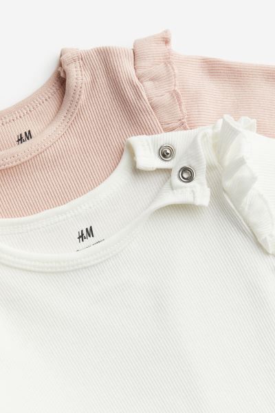 2-pack Long-sleeved Bodysuits - Light pink/White - Kids | H&M US | H&M (US + CA)