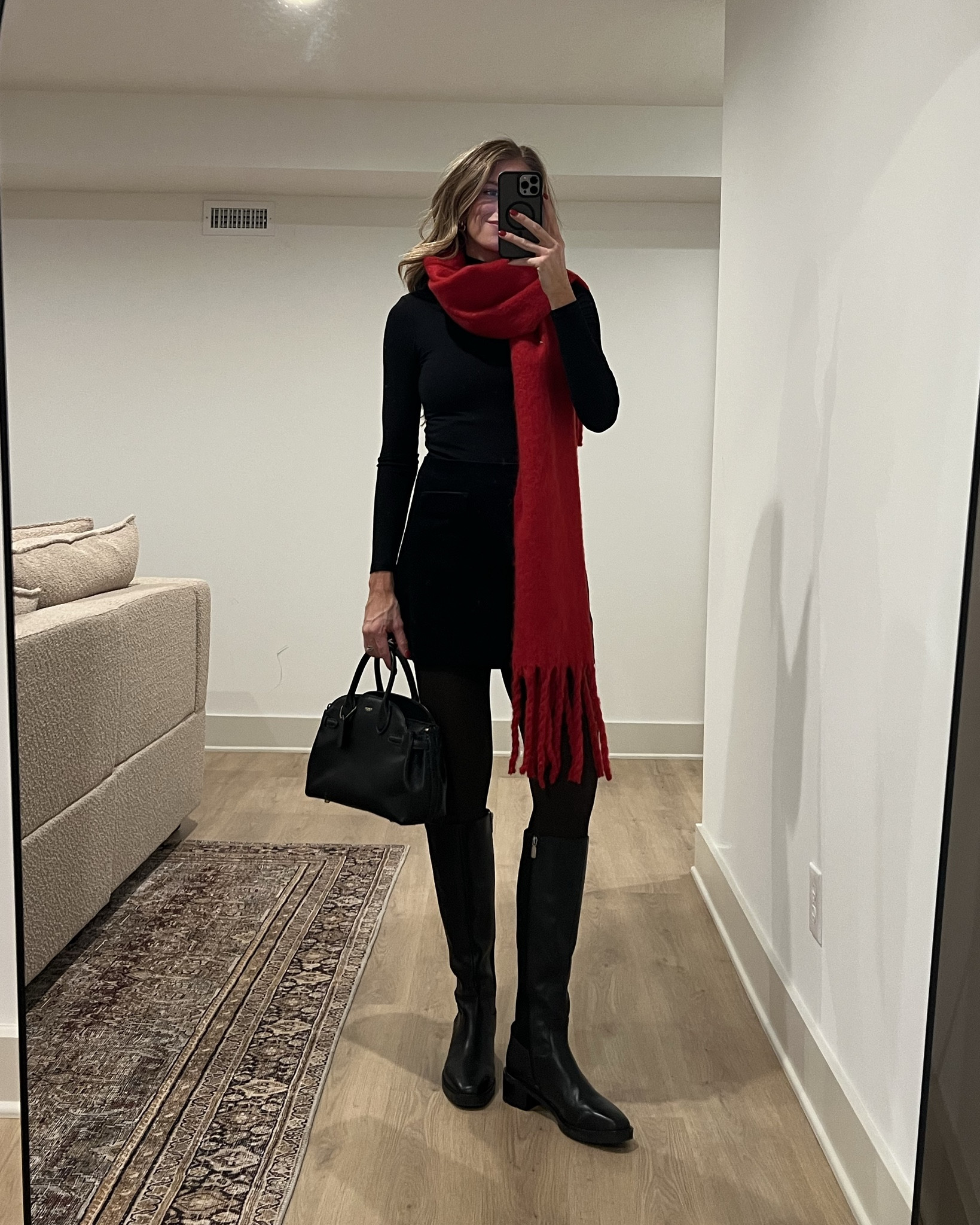 Ways to wear waterproof riding boots during the holidays. 
They also come in a brown suede version that is waterproof too.  Super comfy and practical. Run tts. I’m a true 10.5 and that size doesn’t really exist so I got an 11
Sizing for everything: 
All tops run TTS.  Wearing my usual medium
The “tights” im wearing are actually FLEECE LINED LEGGINGS that come in TALLS!! Wearing L/XL for bump Very stretchy and long enough!
Size medium tall in coat to layer thick sweaters under 
Size small in fur coat.
Sized down to 4 in skirt (would be a 2 without a bump)
Small tall in red plaid dress. 
Skinny jeans run tts and SUPER stretchy.  Longs available
Tried to link as many similar lower cost options to as many pieces as I could find (under the similar section)

Leather boots, winter boots, black leather boots, holiday outfits, tall girl friendly, bump friendly, New York Outfits, Nordstrom 

#LTKHoliday #LTKSeasonal #LTKTall