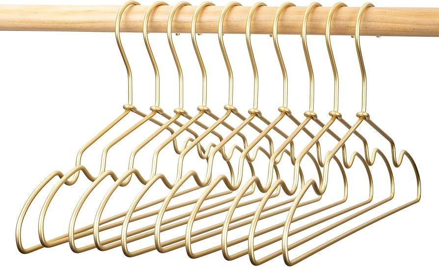 Koobay 12.6" Matte Gold Metal Kids Baby Hangers, 10Pack, Non Slip, Suit for Coated Wire Children ... | Amazon (US)