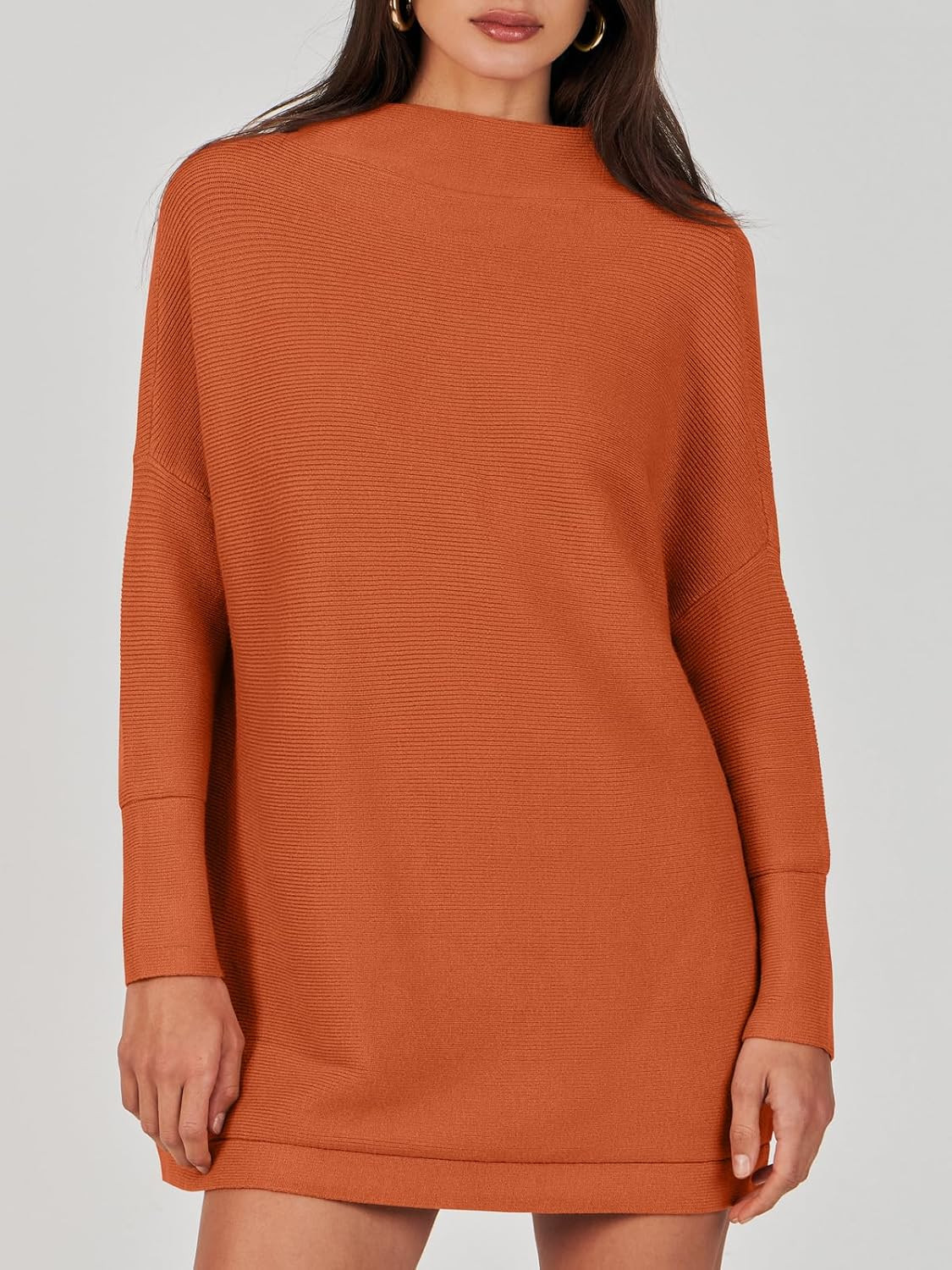 ANRABESS Women 2023 Fall Casual Turtleneck Batwing Sleeve Slouchy Oversized Ribbed Knit Tunic Sweate | Amazon (US)