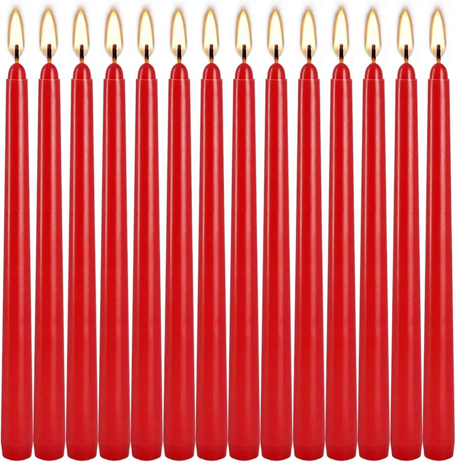 14 Pack Tall Red Taper Candles 10 Inch Unscented Dripless Candlesticks for Christmas,Valentine's ... | Amazon (US)