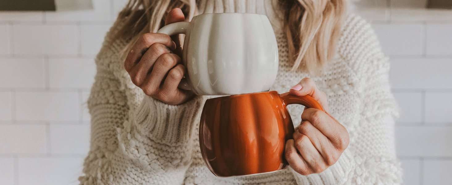 Sweet Water Decor Cream Pumpkin Coffee Mug - 19 oz Halloween Mug Dishwasher & Microwave Safe - Ha... | Amazon (US)