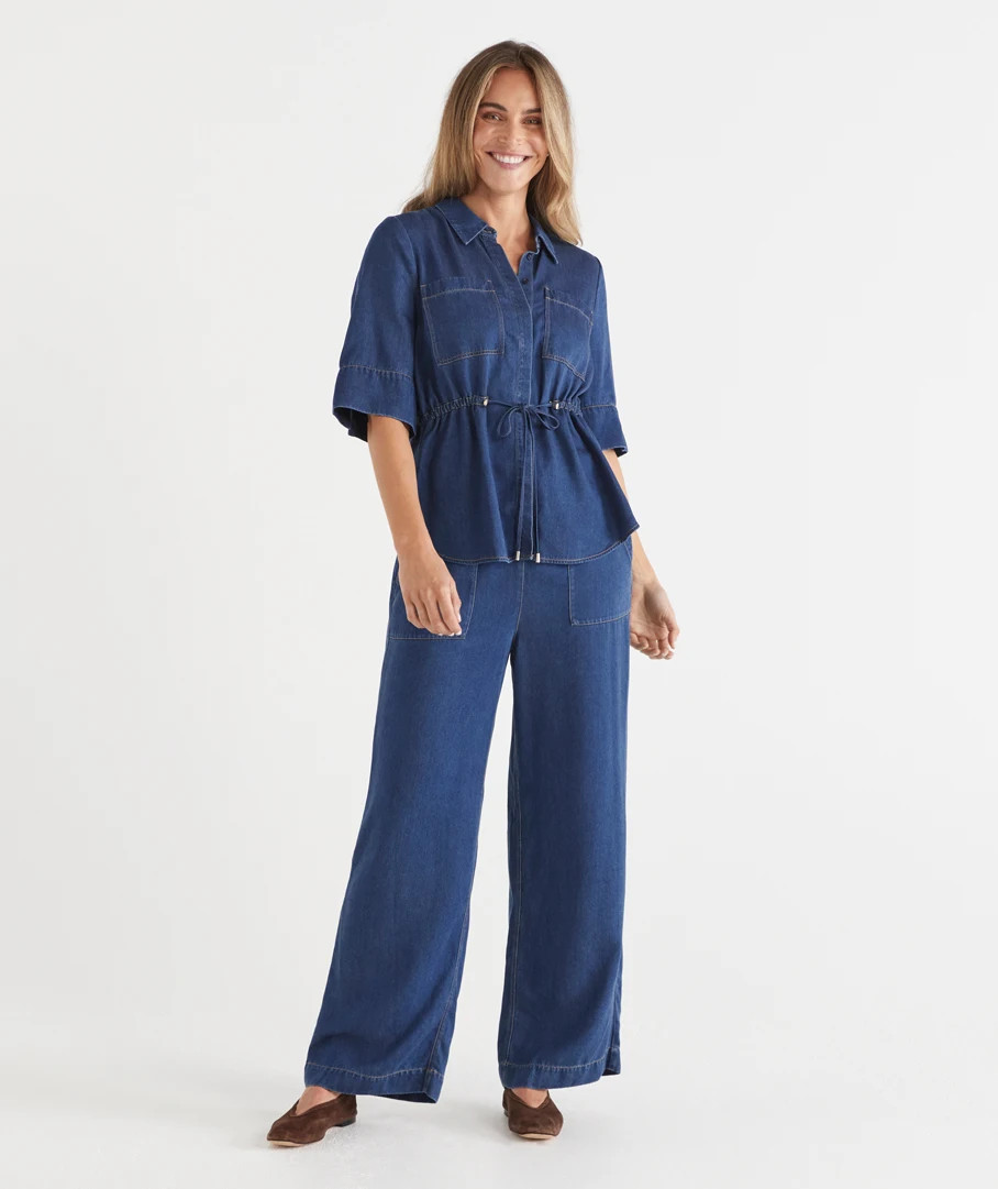 Lyocell Tie Waist Short Sleeve Shirt | Sussan