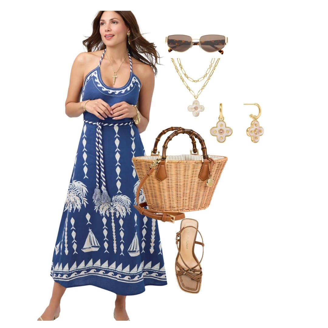 An amazing dress from Spartina 449!! Looks so much prettier in person!!
It is a halter dress with smocking in the back. The rope belt with a tassel ties around the waist and also around the neck!! A beautiful detail.
The navy and white colors with the sailboat print is frosting on the cake!!!!

#LTKSeasonal #LTKOver40 #LTKootd
