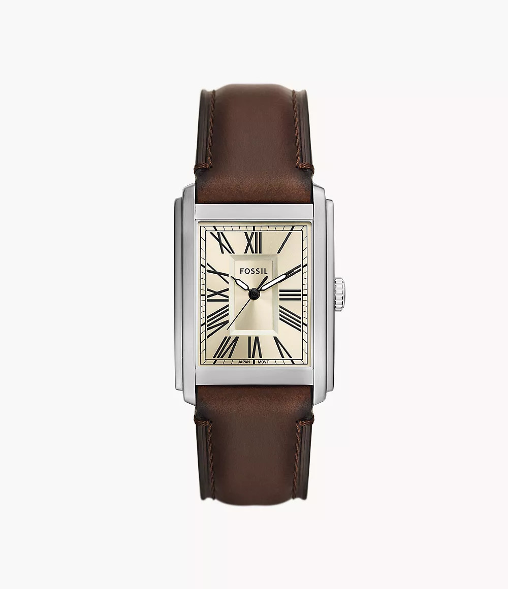 Carraway Three-Hand Brown Leather Watch | Fossil (US)