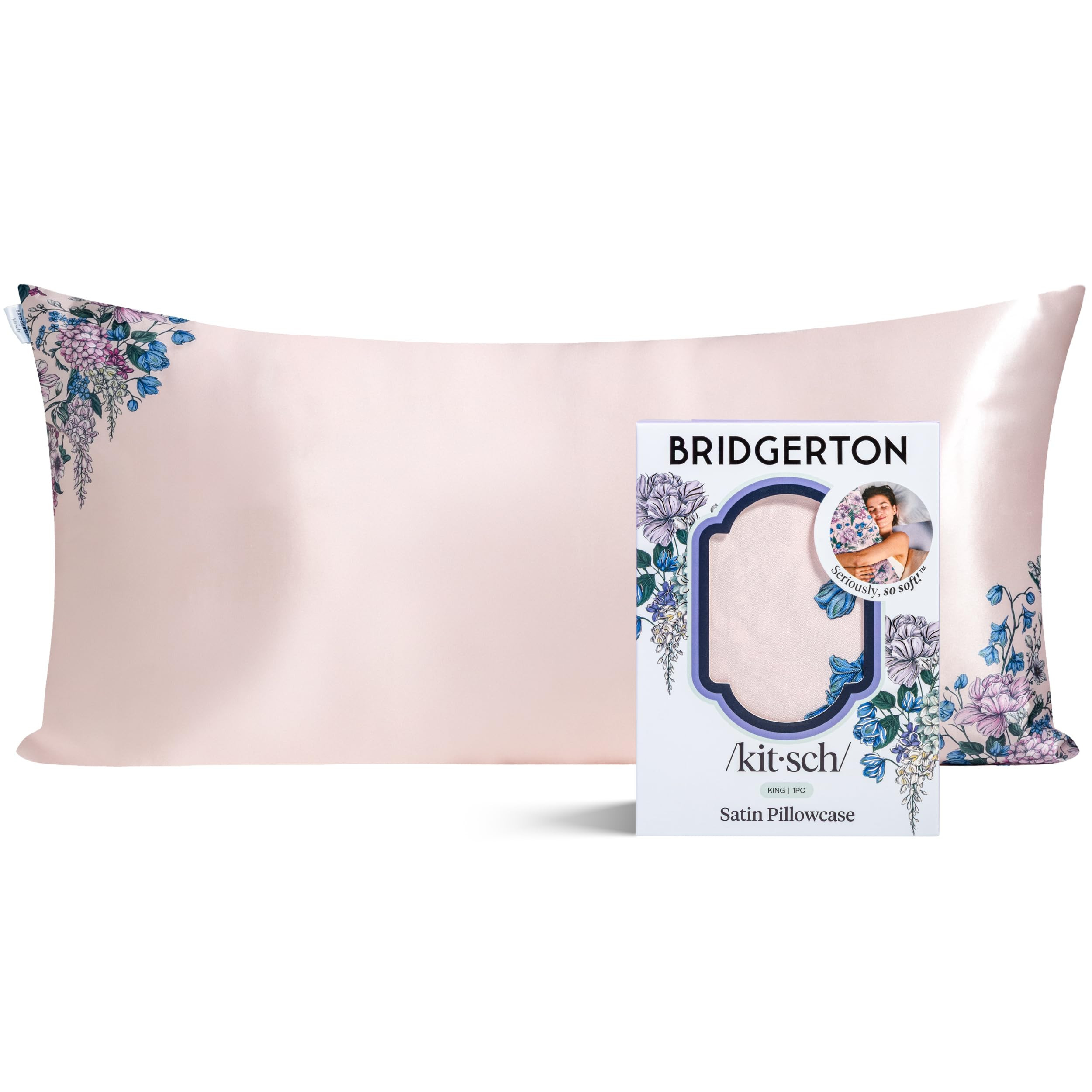 Bridgerton x Kitsch Satin Pillowcase with Zipper for Hair & Skin - Softer Than Silk Pillow Cases,... | Amazon (US)