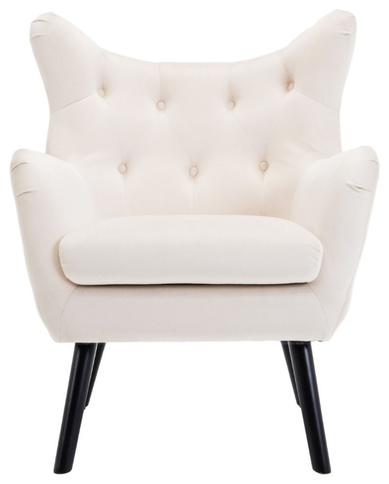 https://www.houzz.com/product/121010548-mid-century-tufted-wingback-chair-white-midcentury-armchairs | Houzz 