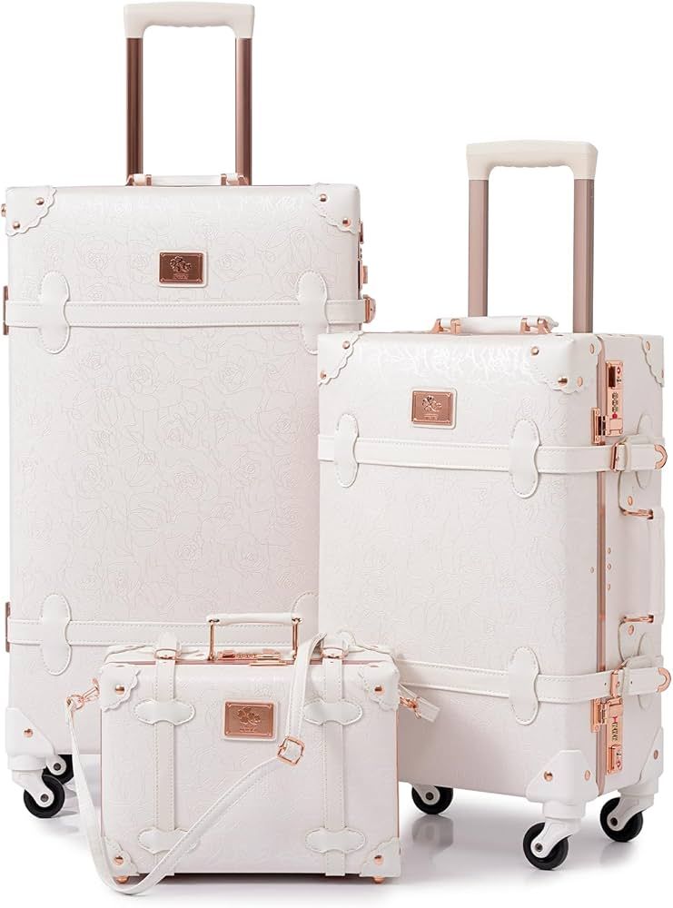 urecity Vintage Luggage Sets of 3 Piece - Hardside Lightweight Spinner Suitcases - Retro Travel S... | Amazon (US)