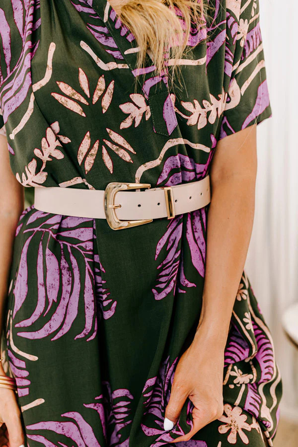 People Like Us Faux Leather Belt In Iced Latte | Impressions Online Boutique