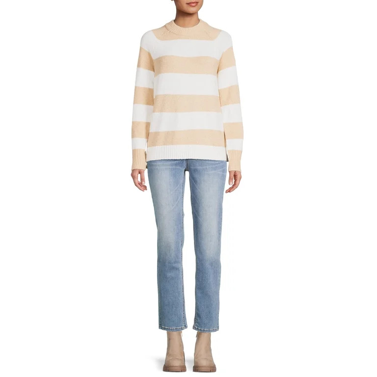 Time and Tru Women's Super Soft Midweight Stripe Sweater | Walmart (US)