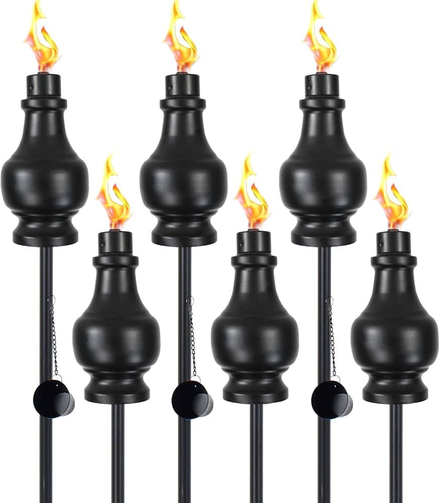 tewei 6 Pack Metal Citronella Torches for Outside, 60In Black Garden Torches Outdoor, Easy to Ref... | Amazon (US)