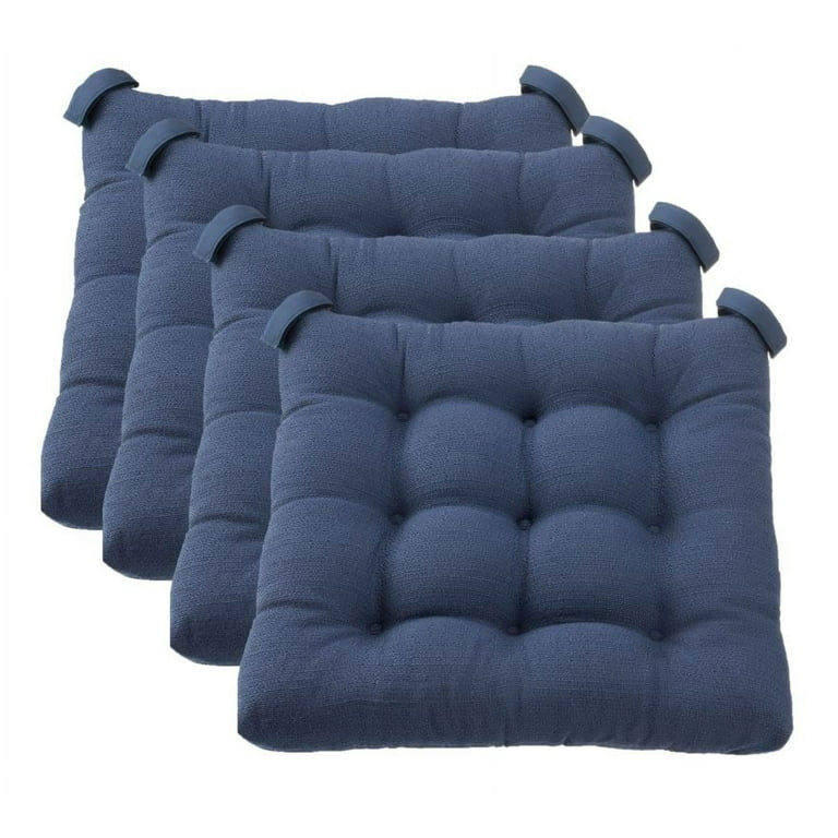 Mainstays Textured Chair Seat Pad (Chair Cushion), Navy Color, 4-Piece Set, 15.5" L x 16" W - Wal... | Walmart (US)