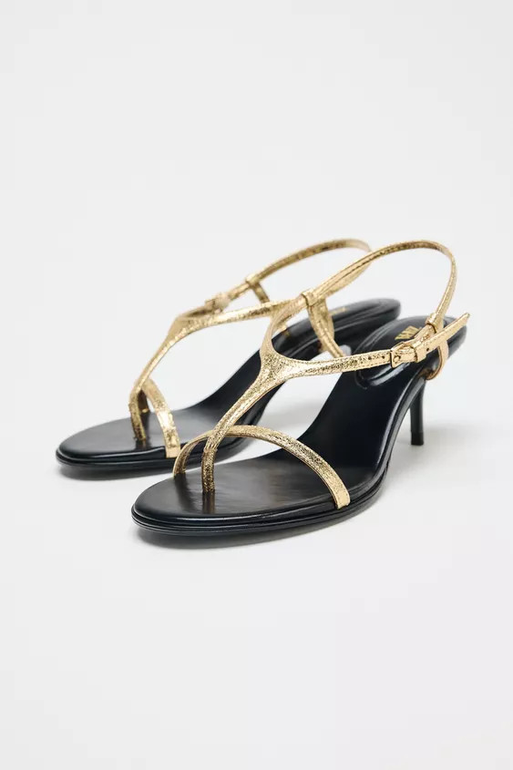 METALLIC STRAPPY SANDALS | Zara Canada