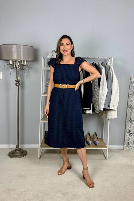 Summer outfit idea 💙 

Navy eyelet midi dress size 2, fits big could of sized down (40% OFF YOUR PURCHASE + EXTRA 15% OFF)
Tan ankle strap sandals (linked similar) 

Sun dress 
Eyelet dress 
Classy outfit 
Brunch outfit 
Summer dress 
Vacation outfit 

#LTKTravel #LTKSaleAlert #LTKSeasonal