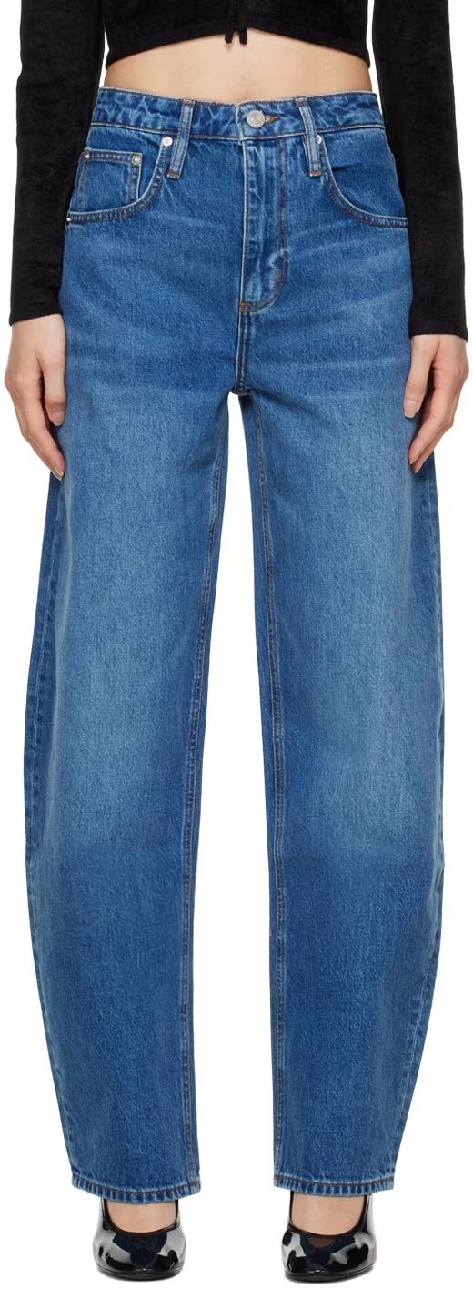 FRAME - Blue Long Barrel Jeans | SSENSE