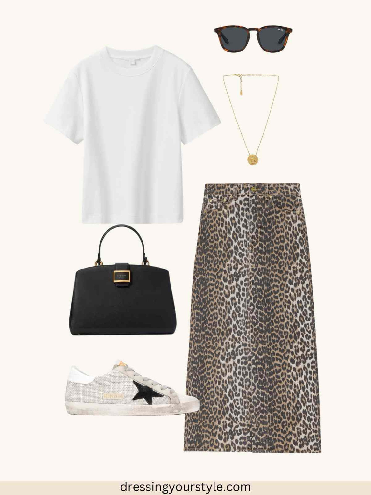 Leopard print skirt outfit with a white shirt and star sneakers. 

Leopard midi skirt, leopard print maxi skirt, leopard outfit, leopard print midi skirt, golden goose outfit, casual outfit, edgy outfit, spring outfit, summer outfit, white sneakers outfit 

#LTKFindsUnder50 #LTKOver40