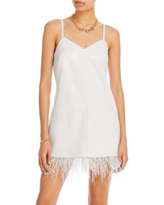 AQUA Feather Trim Vegan Leather Slip Dress - 100% Exclusive Women - Bloomingdale's | Bloomingdale's (US)