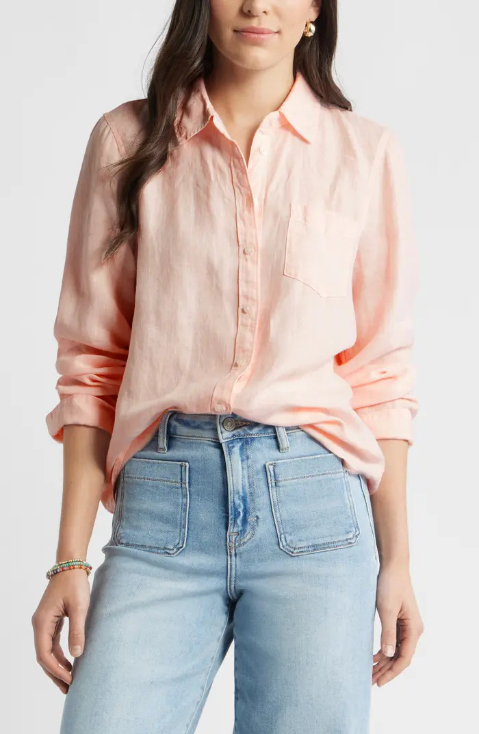 Casual Linen Button-Up Shirt | Nordstrom