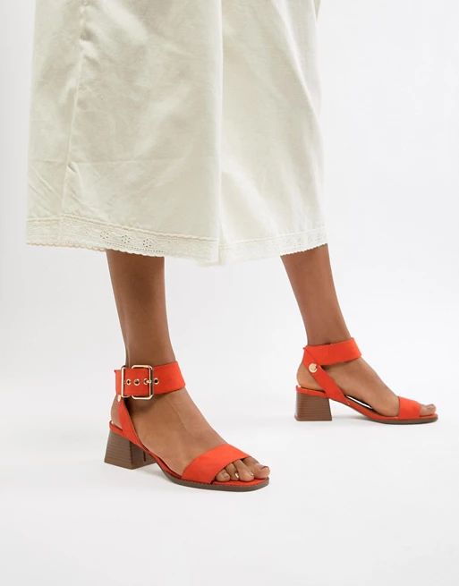 River Island block heeled sandals in orange | ASOS US