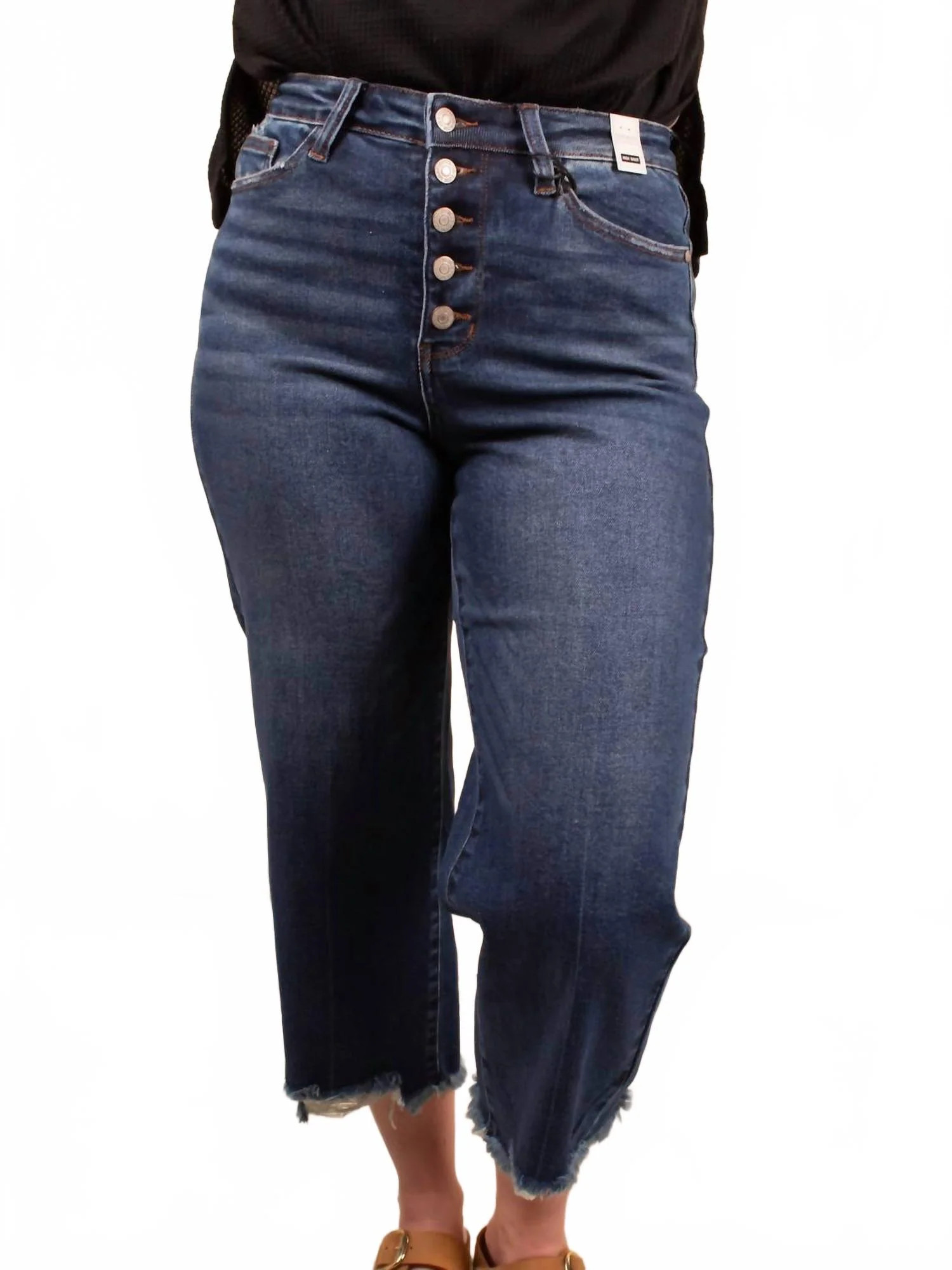 Women's Button Fly Destroy Jeans In Blue | Shop Simon