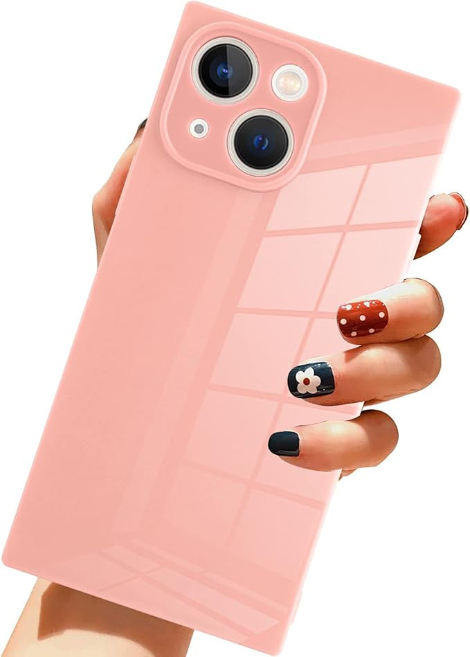 Amazon.com: LSL for iPhone 13 Case Square Pink Soft TPU Bumper Anti-Fall Anti-Scratch Shockproof ... | Amazon (US)