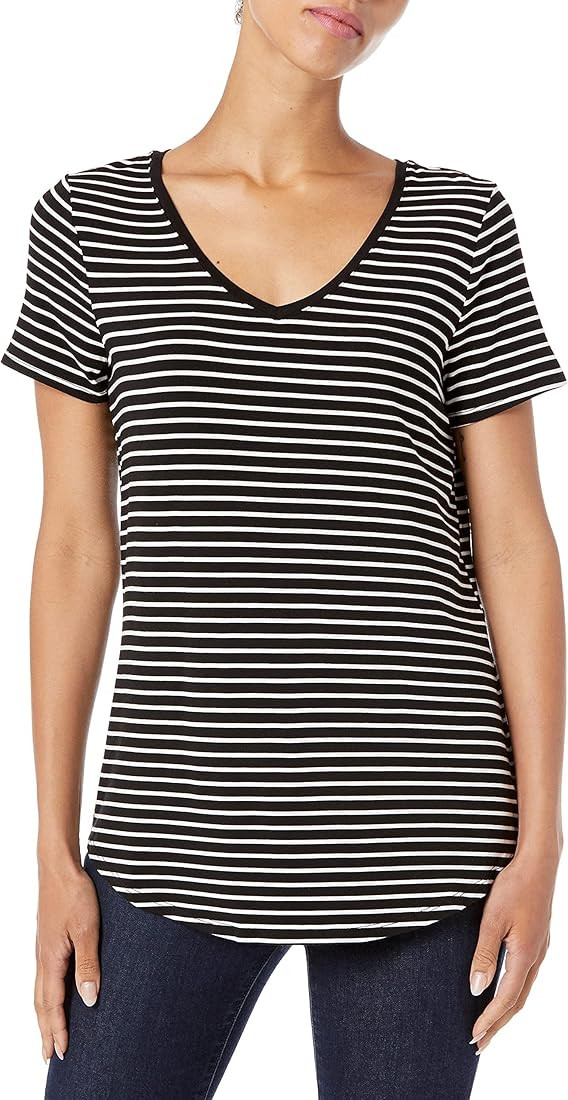 Amazon Essentials Women's Relaxed-Fit Short-Sleeve V-Neck Tunic (Available in Plus Size), Multipa... | Amazon (US)