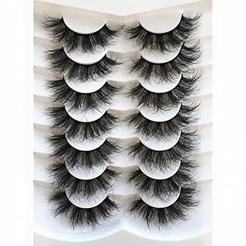 Pooplunch False Eyelashes Faux Mink Eye Lashes Volume 20MM Long Sexy Dramatic 8D Fake Eyelashes Strips 7 Pairs Pack | Amazon (US)