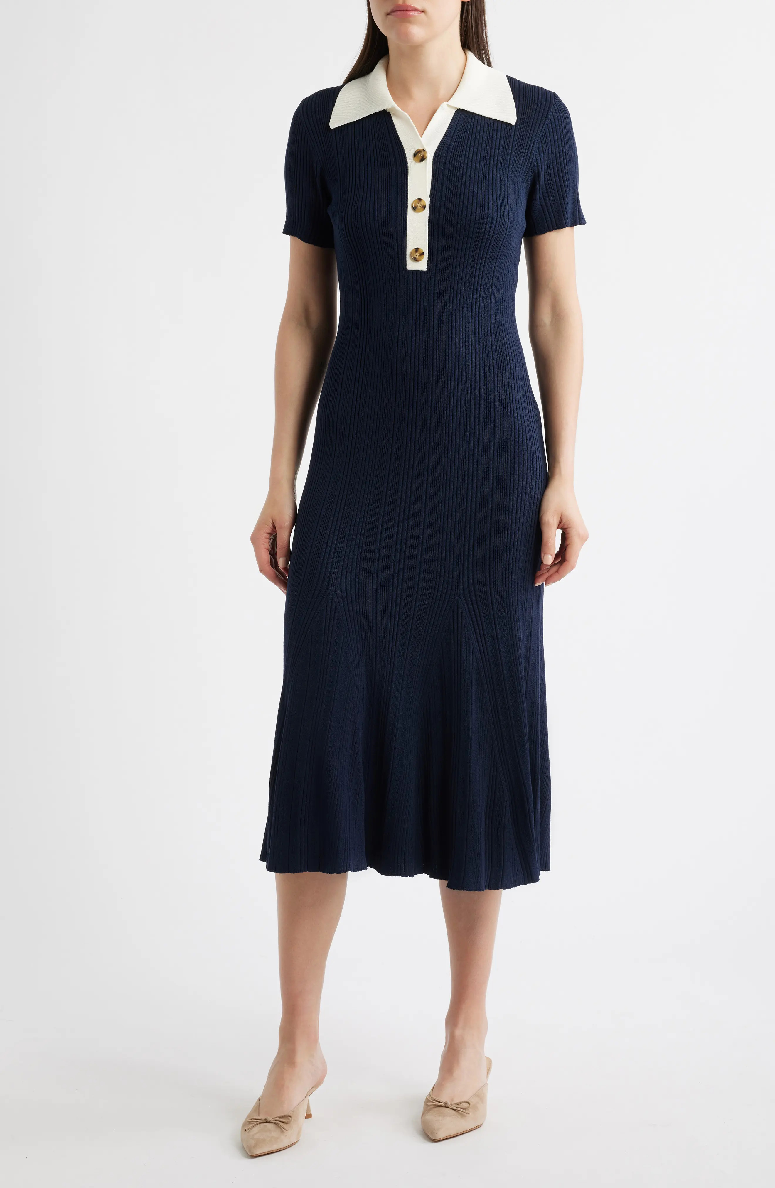 Julia Jordan Short Sleeve Rib Polo Sweater Dress (Women) | Nordstrom | Nordstrom