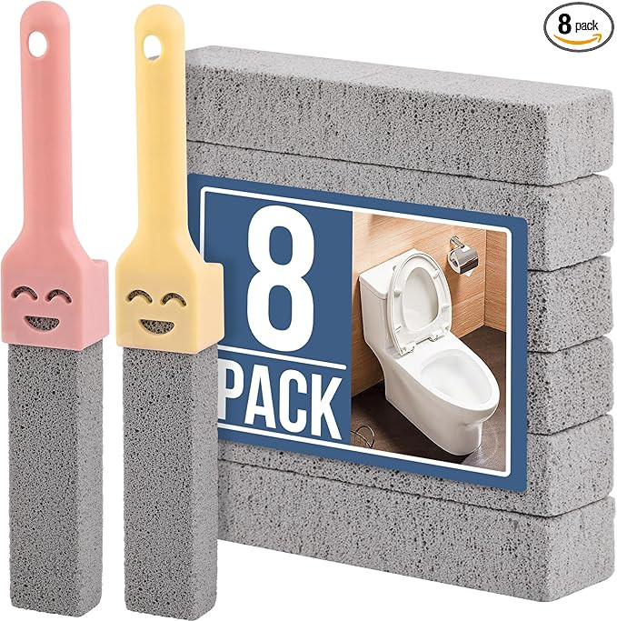 Navona 8 Pack Pumice Stone Scouring Sticks with 2 Universal Handles, Grey Pumice Stone Cleaner fo... | Amazon (US)