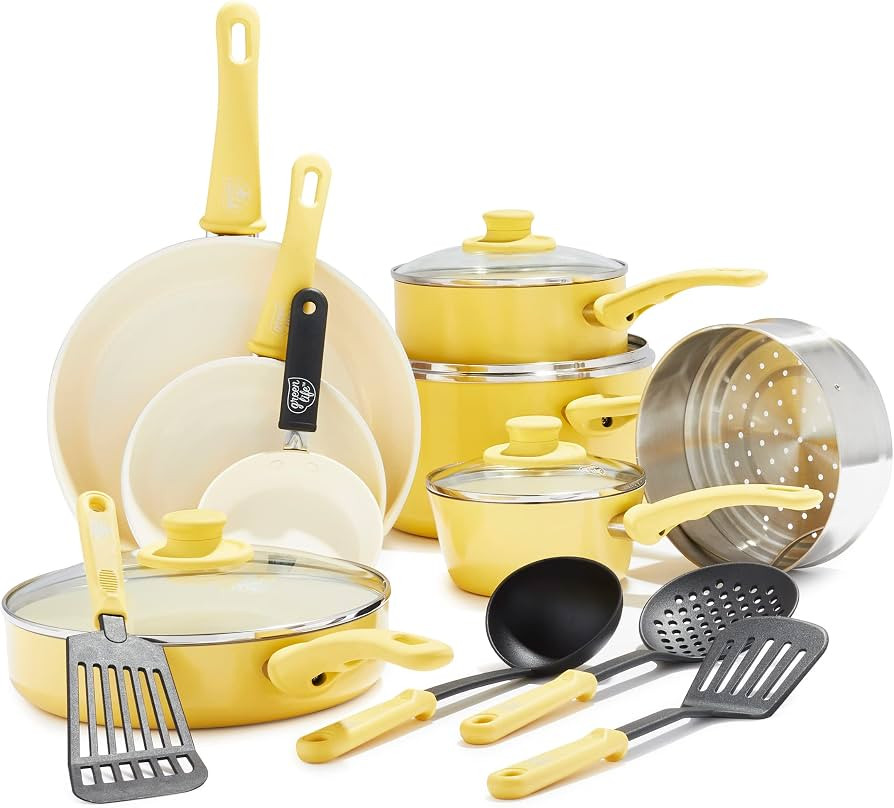 GreenLife Soft Grip Healthy Ceramic Nonstick 16 Piece Kitchen Cookware Pots and Frying Sauce Pans... | Amazon (US)
