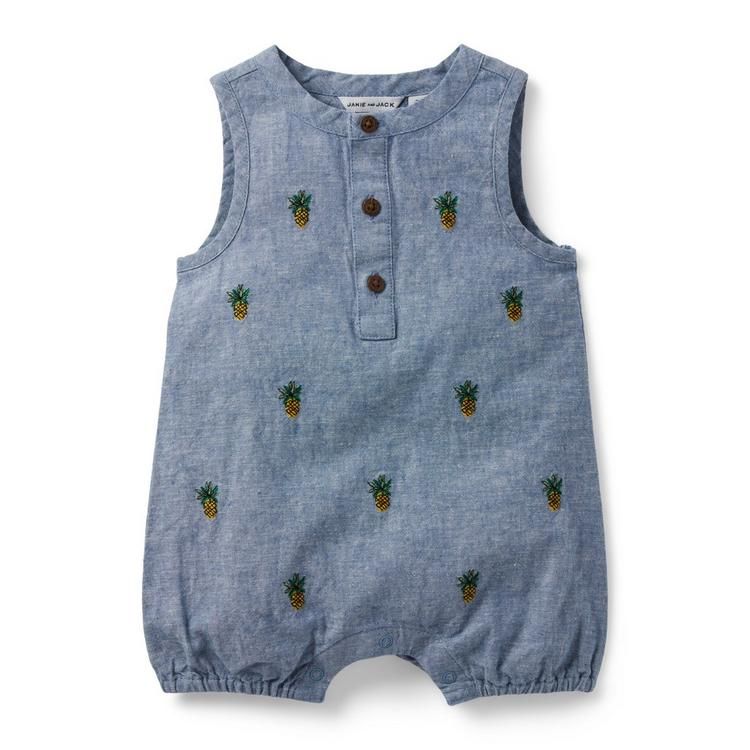 Baby Embroidered Pineapple Linen Romper | Janie and Jack