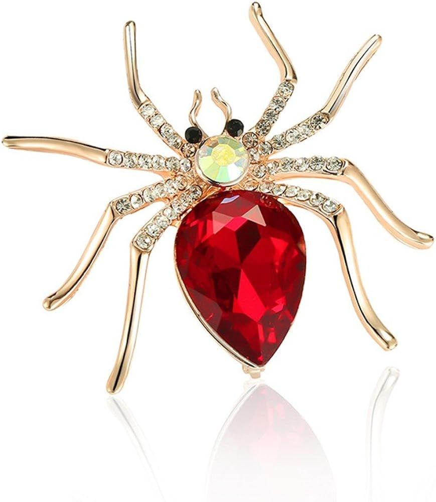 1 Pcs Spider Crystal Brooch Rhinestones Wedding Boutonniere Red, 2.17x2.09 inchs | Amazon (US)