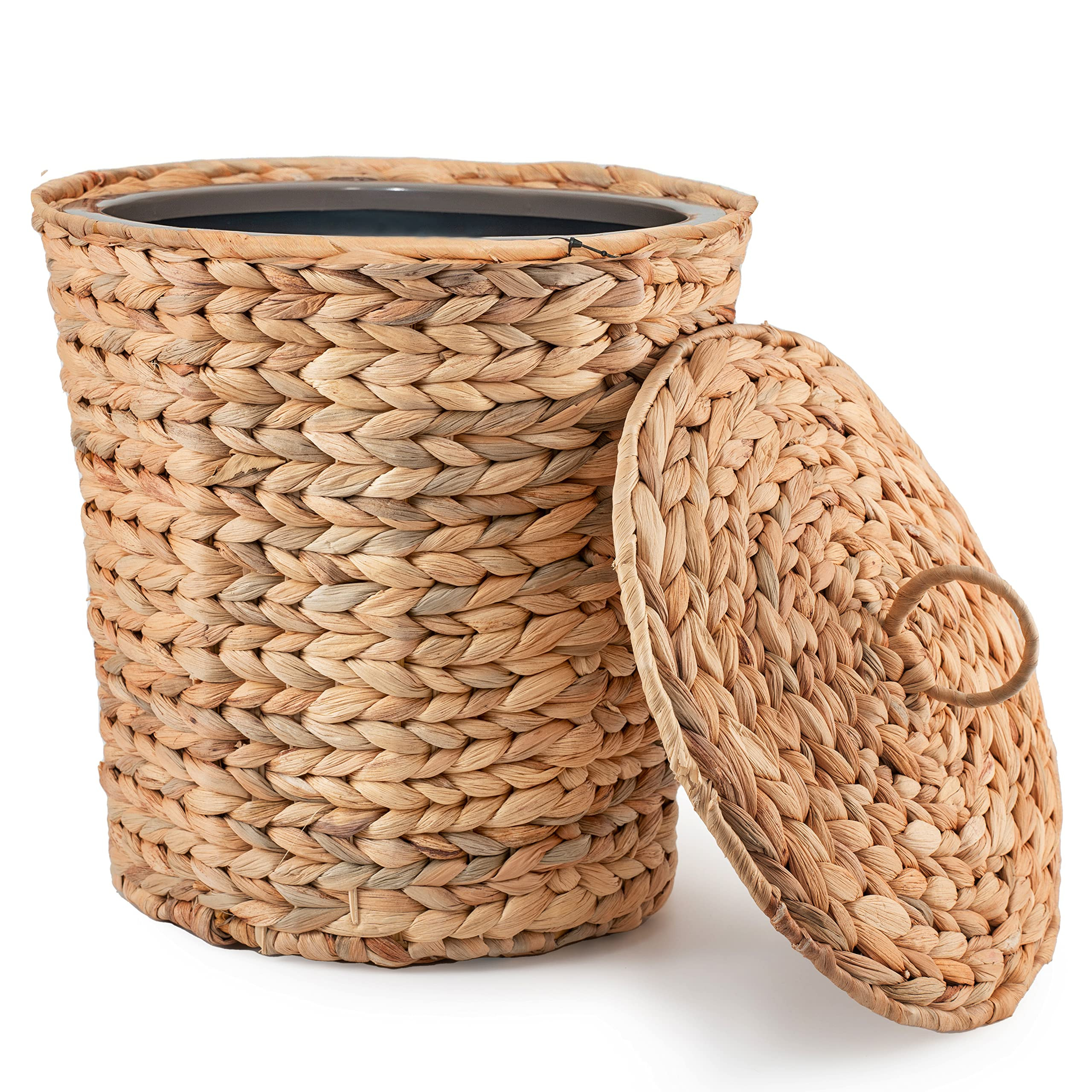 KOLWOVEN Wicker Trash Can with Lid in Bedroom, Bathroom - Trash Can in Office - Boho Woven Wicker... | Amazon (US)
