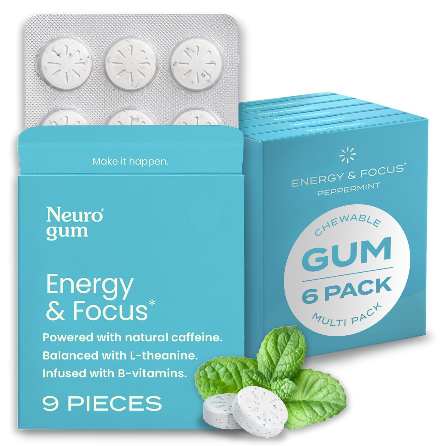 NeuroGum Energy Caffeine Gum (54 Pieces) - Sugar Free with L-theanine + Caffeine + Vitamin B12 & ... | Amazon (US)