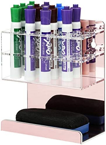 MyGift Wall Mounted Whiteboard Marker Holder and Accessories Storage Rack, Rose… | Amazon (US)