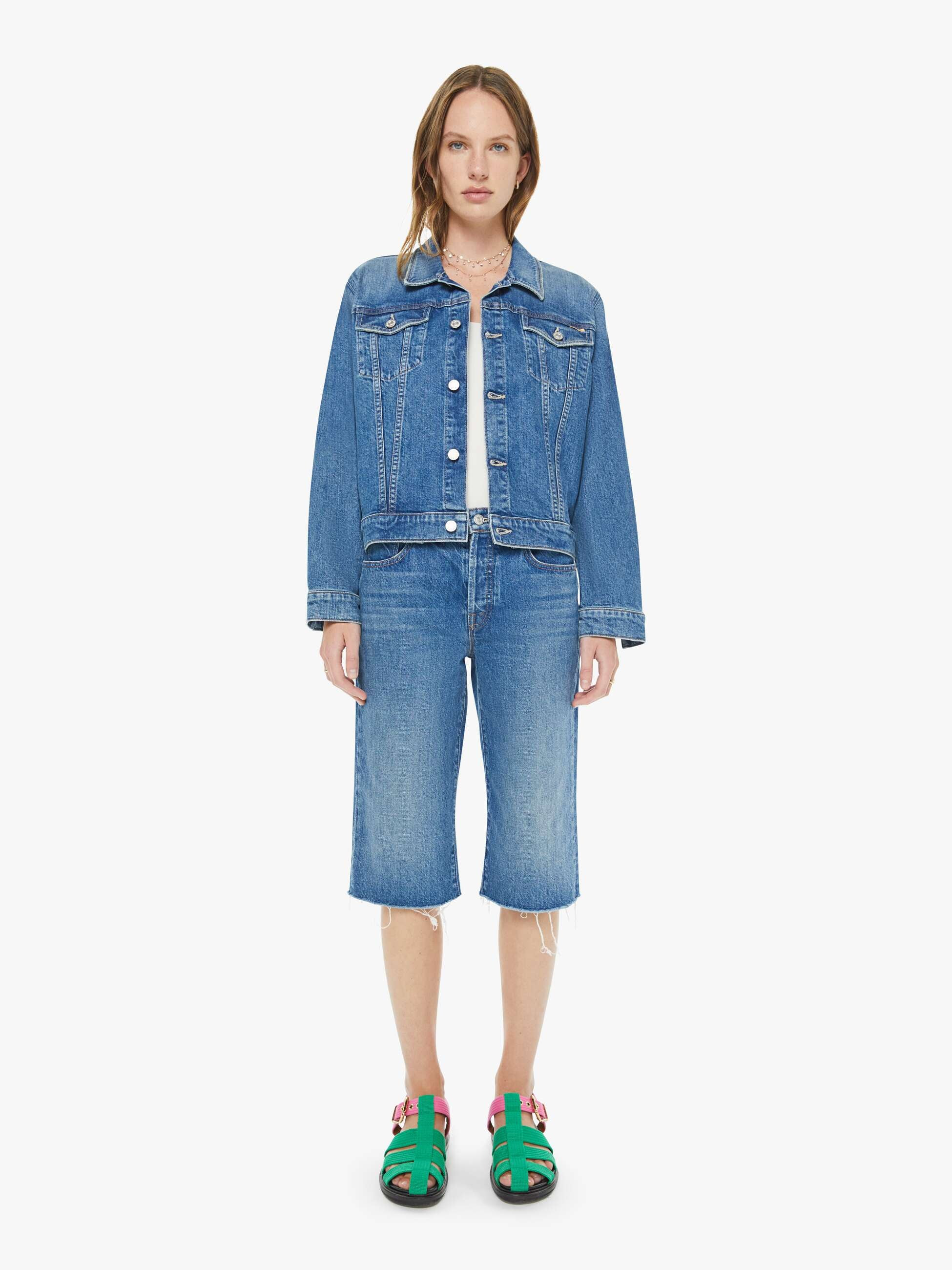 The Kick It Half N' Half Fray - Green Thumb | Mother Denim