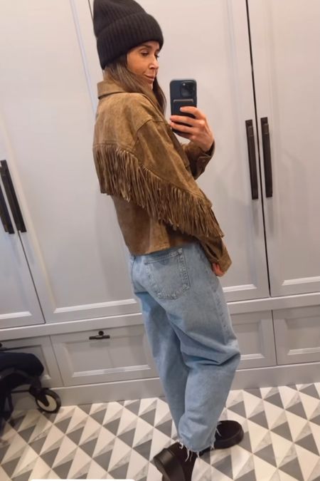 Obsessed with this fringe jacket. Linked similar jeans! 

#LTKSeasonal #LTKstyletip