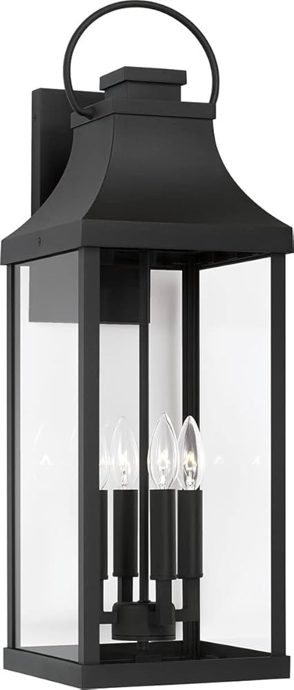 Capital Lighting 946441BK Bradford Clear Glass Outdoor Wall Lantern, 4-Light 240 Total Watts, 27"... | Amazon (US)