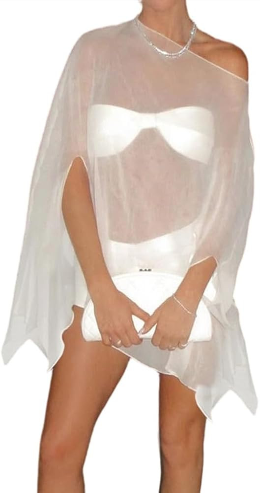 Women Chiffon Cape Shawl Wrap Sheer Poncho Top Cover Up Shrugs Shawl Evening Dresses Wedding Part... | Amazon (US)