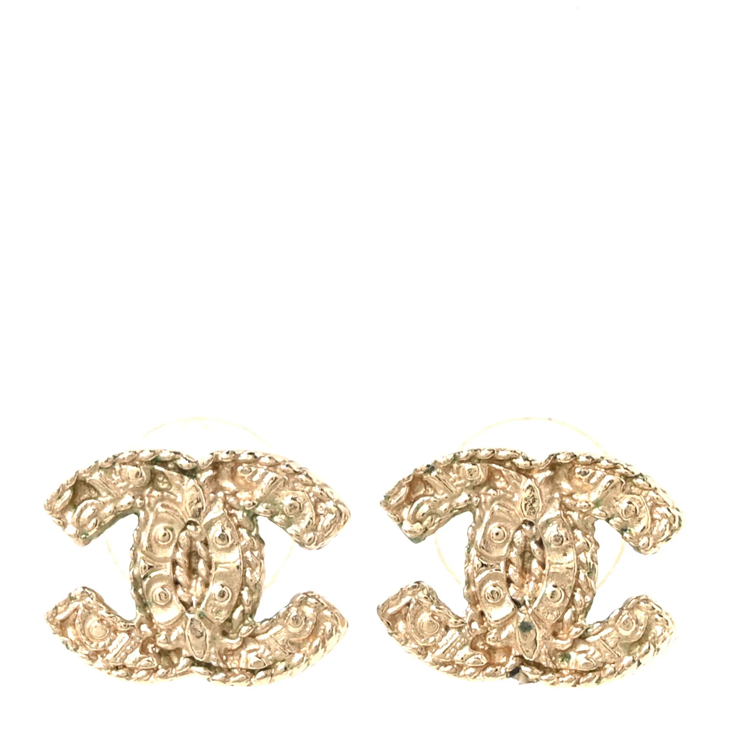 Chanel Metal Textured CC Earrings Gold 1873367 | FASHIONPHILE (US)