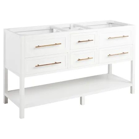 Signature Hardware 414649 White Robertson 60" Wood Double Vanity Cabinet - Choose Your Vanity Top... | Build.com, Inc.