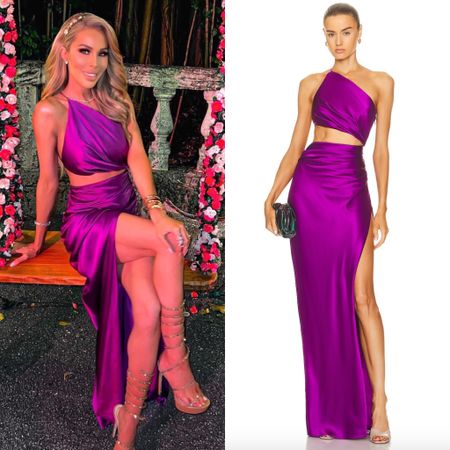 Purple Perfection // Get Details On Lisa Hochstein's Purple Cutout Gown With The Link In Our Bio 📸 + Info= @lisahochstein  #RHOM #LisaHochstein 