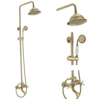 BWE 3-Spray Wall Bar Shower Kit Round Rain Shower Head with Tub Spout Hand Shower Brass Pipe 2 Cr... | The Home Depot